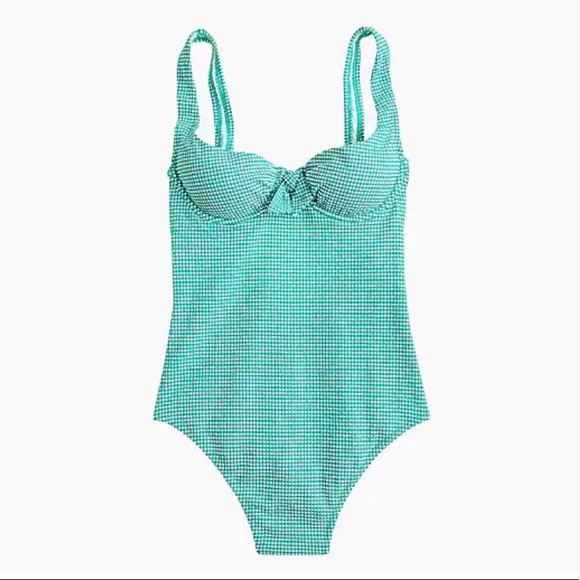 J. Crew Mini Gingham One Piece Swimsuit - Picture 1 of 7